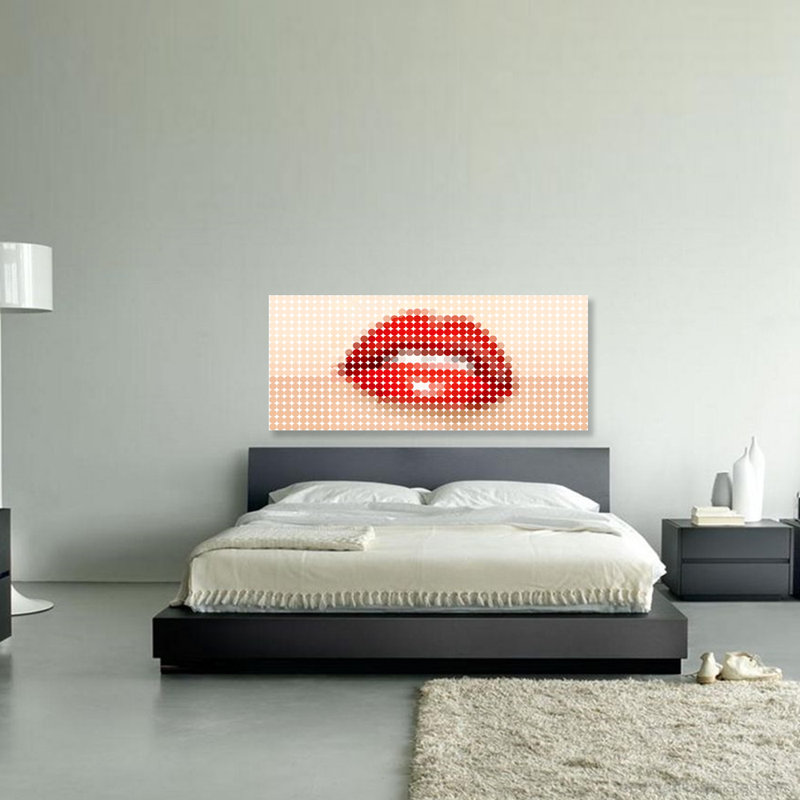 Dotted Lips Print, 36" H x 84" W x 1.5" D, Aluminum