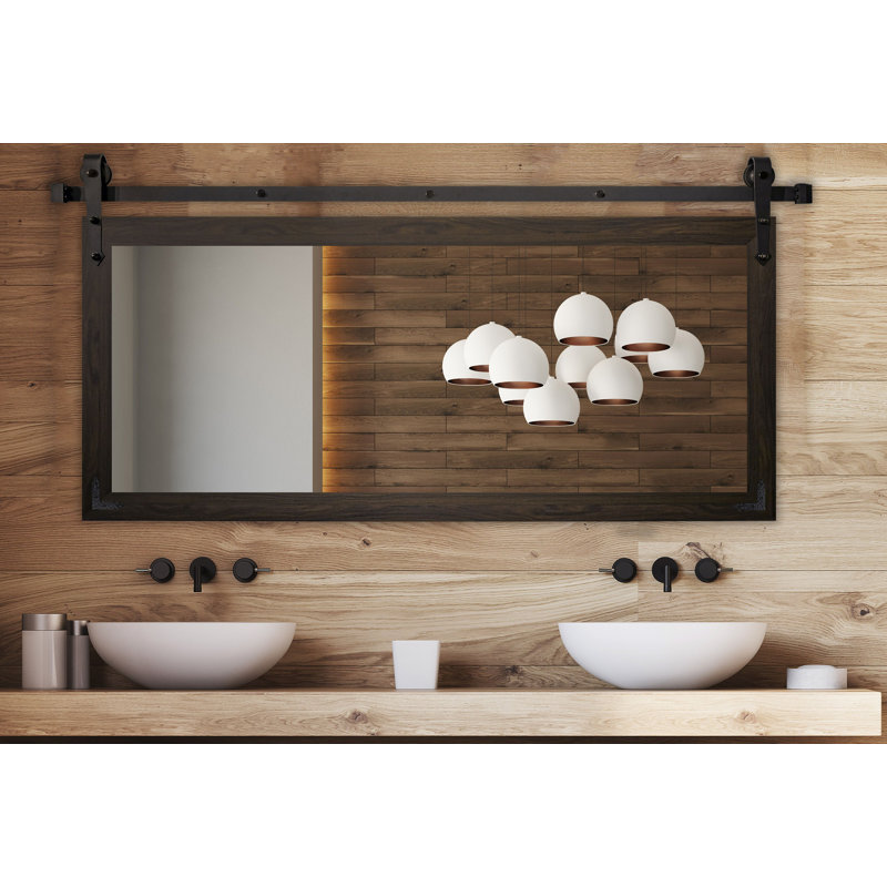 Neace Engineered Wood Rectangle Mirror, 30.5'' H x 54'' W x 0.75'' D, Black Walnut