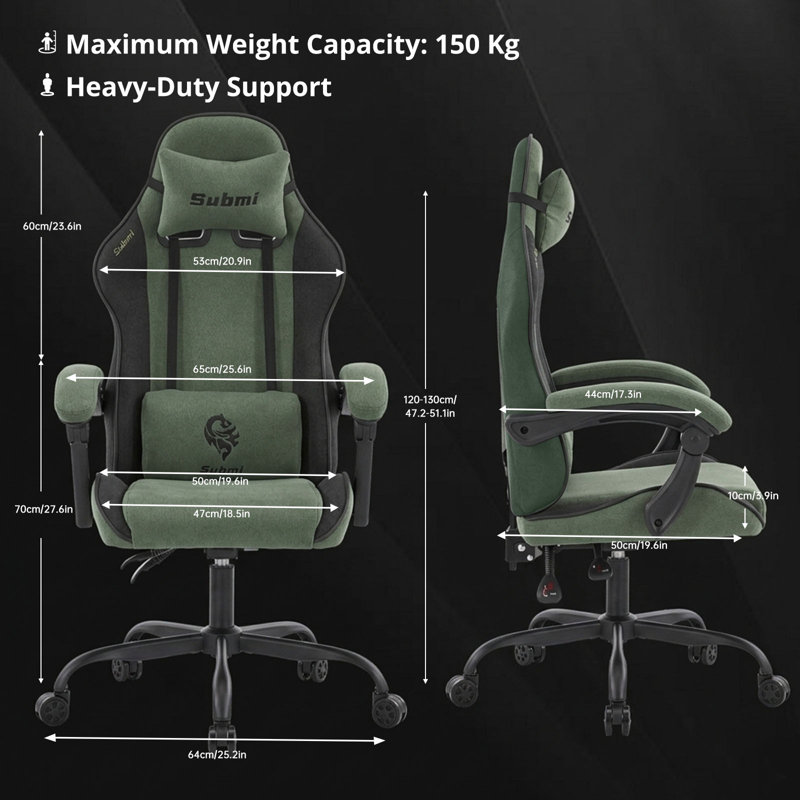 Submi PC & Racing Game Chair, GREEN BLACK