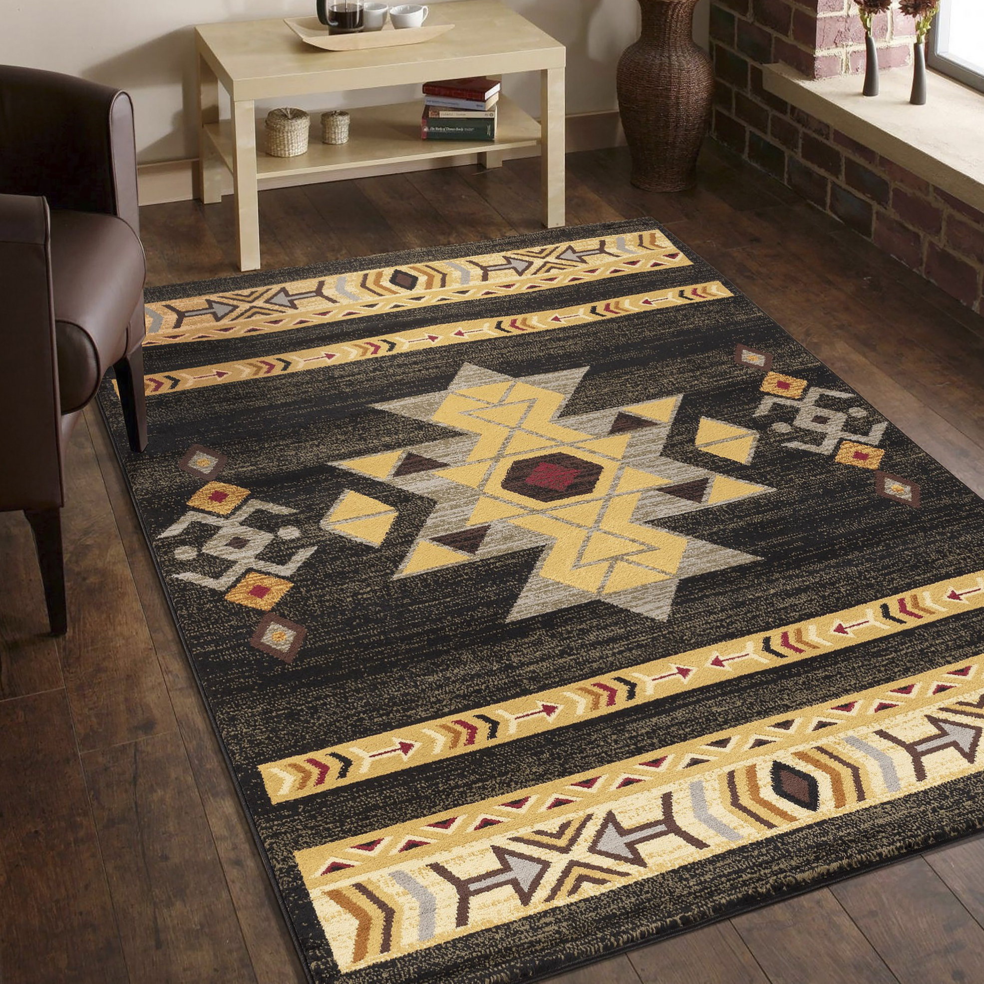 Rasist Rug Union Rustic Tribes Black Southwest Area Rug | Wayfair