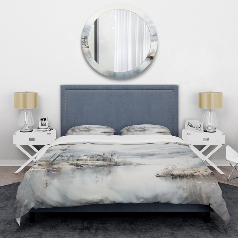 Ensemble de housse de couette gris et beige Modern Scandinavian Scenery Silence - Paysages
