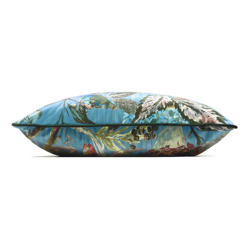Floral Square Throw Pillow Cover, Blue/Green/Purple