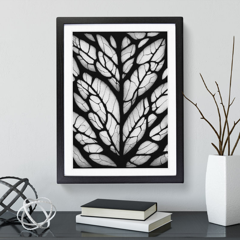 Monochrome Leaves No.3 - Framed Print, Black, 64cm H x 46cm W x 2cm D