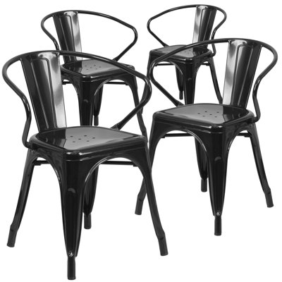 Joubert Commercial Grade Metal Indoor-Outdoor Chair with Arms