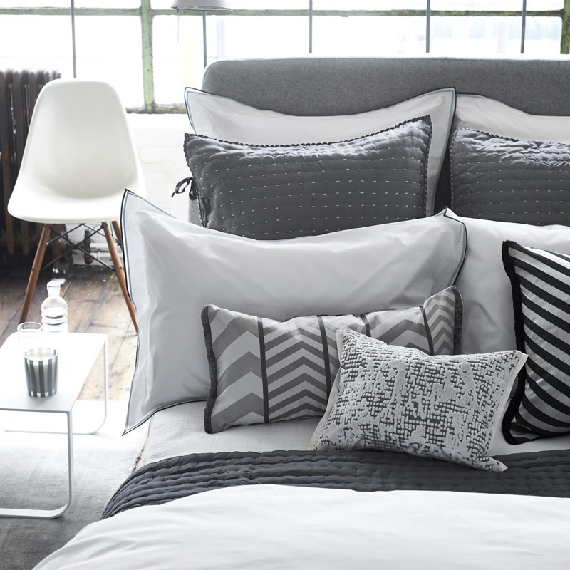 Astor Cotton Duvet Cover, Queen Duvet Cover, Charcoal/Dove