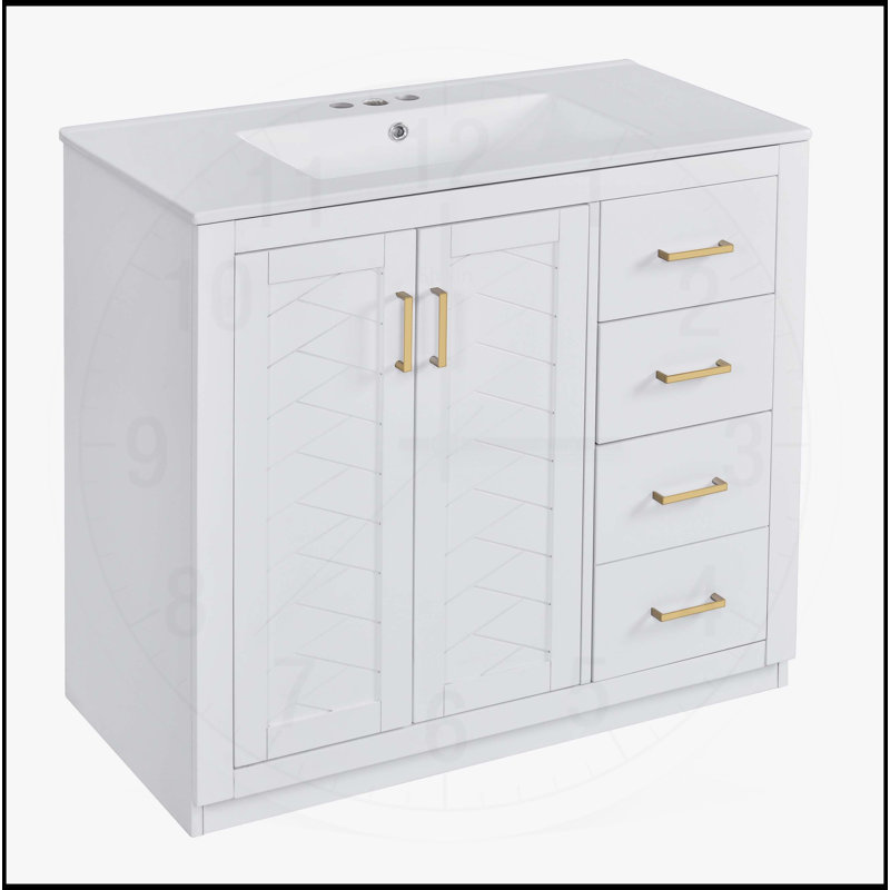 Meuble-lavabo 36 po avec lavabo en céramique, Blanc