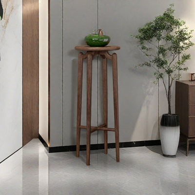 Black Walnut Solid Wood Plant Stand with Brass