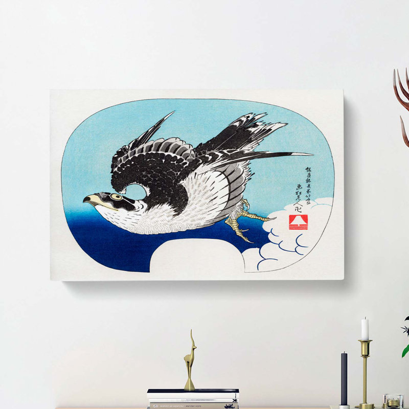 Hawk In Flight by Katsushika Hokusai - Wrapped Canvas Painting, 35cm H x 50cm W x 3cm D
