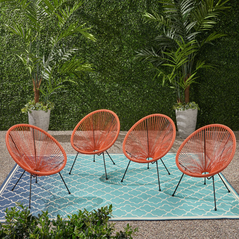 Englewood Wicker Outdoor Lounge Chair, Orange