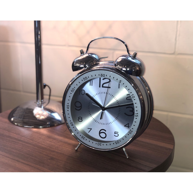 Quartz movement / Crystal Alarm Tabletop Clock, Silver