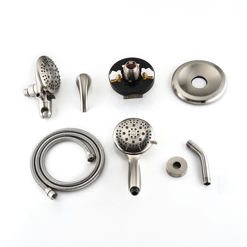 Classic High Pressure Single Handle 6-Spray Patterns Rain shower Head with Handheld Shower (Valve Included), Brushed Nickel