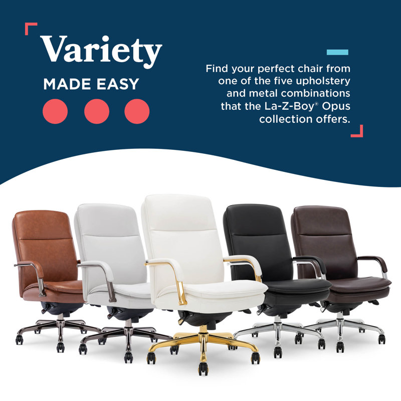 Opus Leather Swivel Executive Office Chair, Gold, White