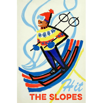 Hit the Slopes Vintage Ski Poster by Grotto Studios