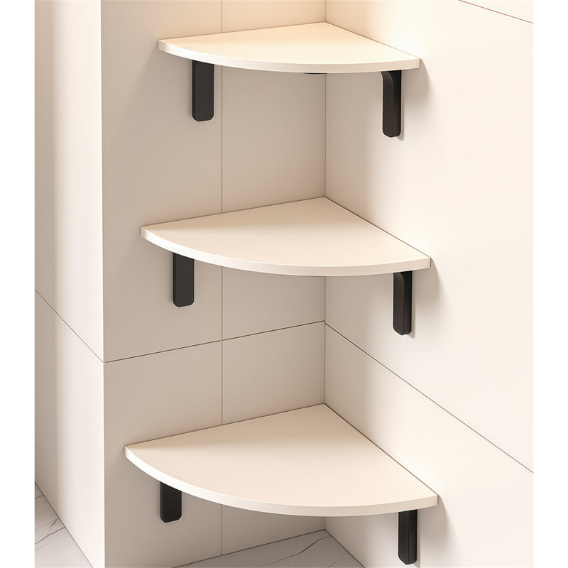 Solid Wood Corner Shelf | Wall-Mounted Fan-Shaped Storage Shelf, 5.9" H x 15.74" W x 15.74" D