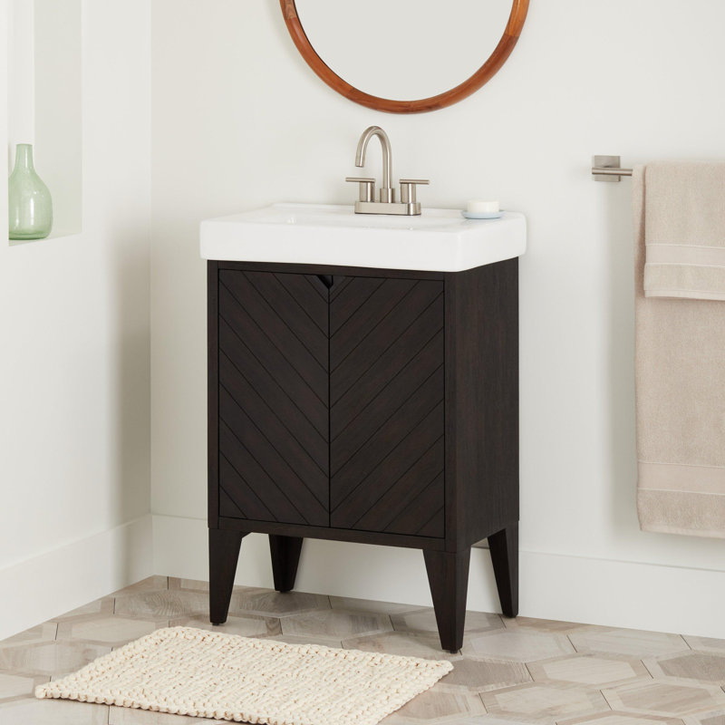24" Fircrest Single Bathroom Vanity with Integral Sink, Charcoal