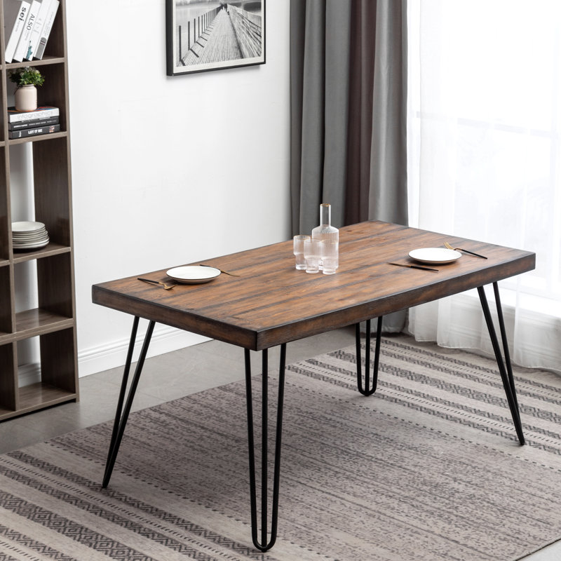 Ensemble de salle à manger 7 pièces, table à manger en épingle à cheveux avec 6 chaises, 3 options de couleurs, Bleu