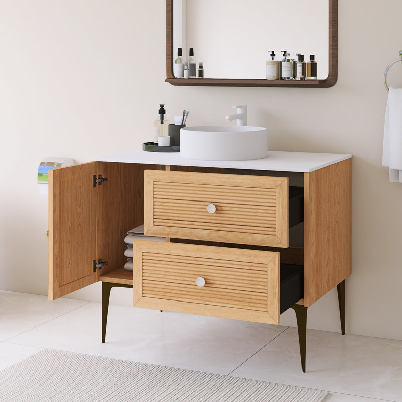 Meuble-lavabo simple 36 po avec lavabo en céramique blanche, 36"