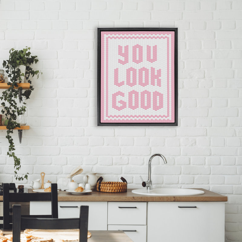 Cadre flottant rose pastel You Look Good, Cadre flottant noir de jais, H 21 po x l 17 po