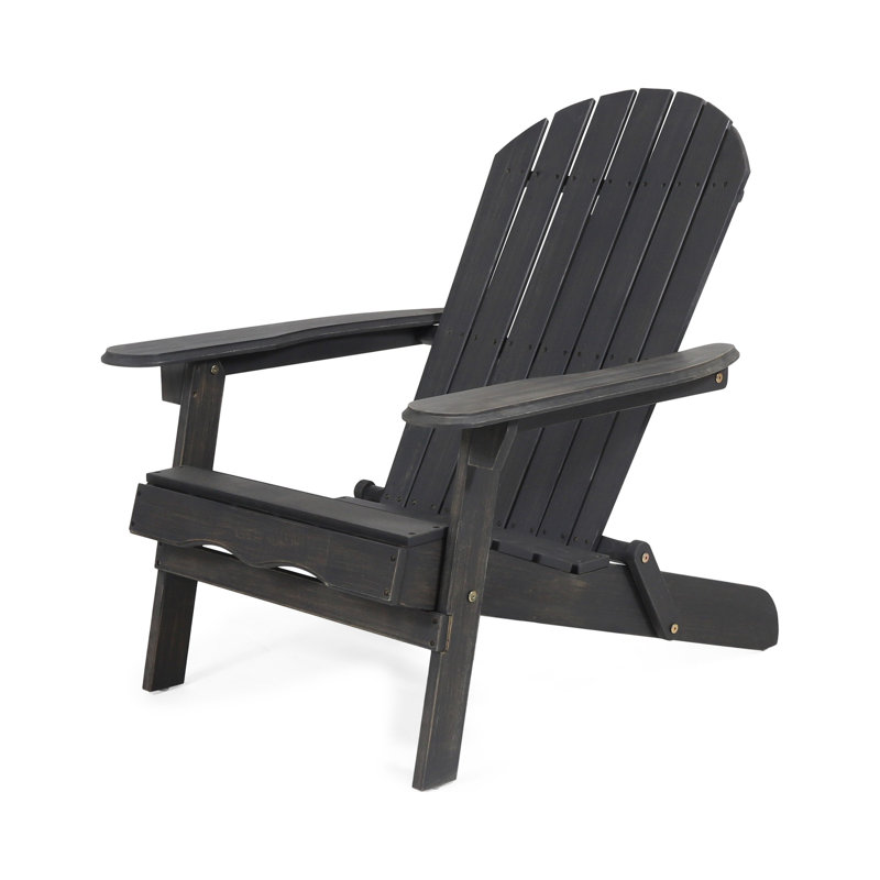 Chaise Adirondack pliante en bois massif Teigan, Gris foncé 1