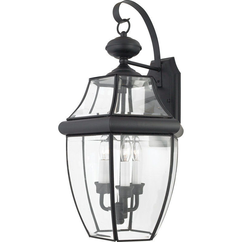 Newbury 3-Light Mystic Black Outdoor Wall Lantern, Mystic Black