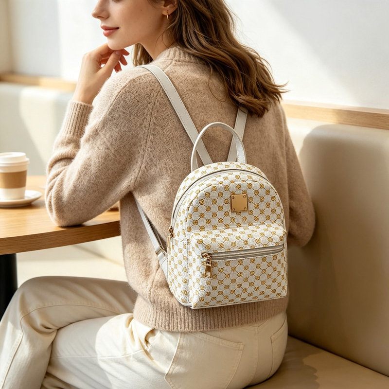 Sac à dos d'étudiant coréen tendance en nylon avec rangement intégré, White
