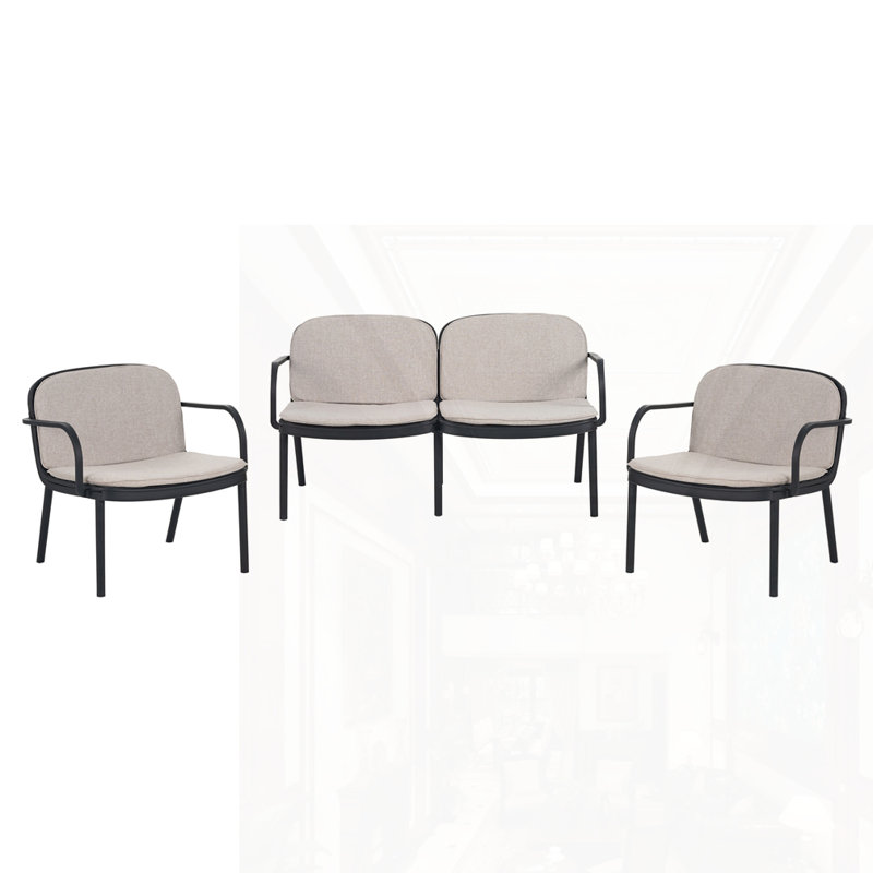 Ensemble de chaises d'extérieur 3 pièces PP, Noir