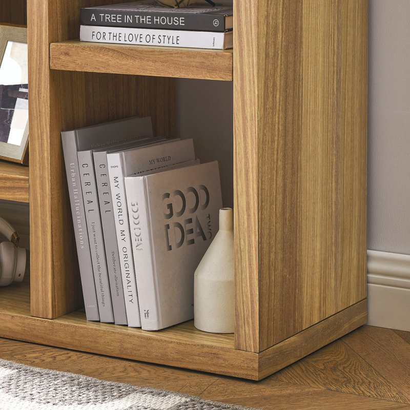 Open Wooden Open Shelf Bookcase, Freestanding Display Storage Cabinet With 7 Cube Storage Spaces, Floor Standing Bookshelf, Entryway, Living Room Storage Cabinet