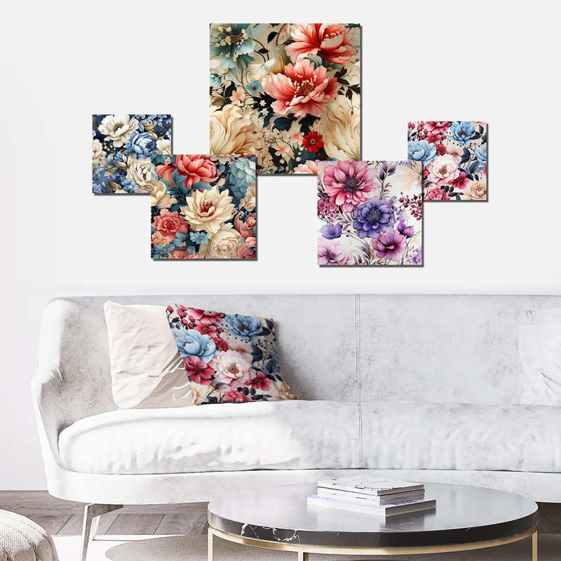 Parise - ensemble d'art mural floral de 5