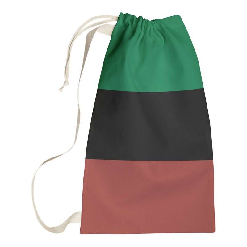 Boston Fabric Laundry Bag with Handles, Small ( 29" x 18" x 1.5"), Green/Black/Gold
