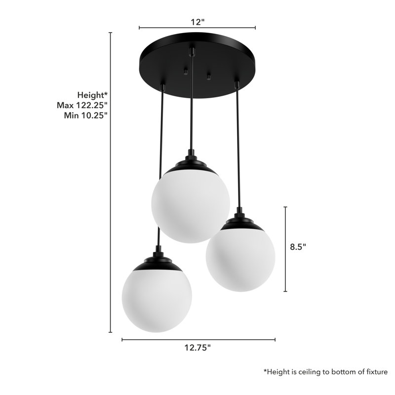 Hepburn 3 - Light Cluster Globe Pendant, Matte Black