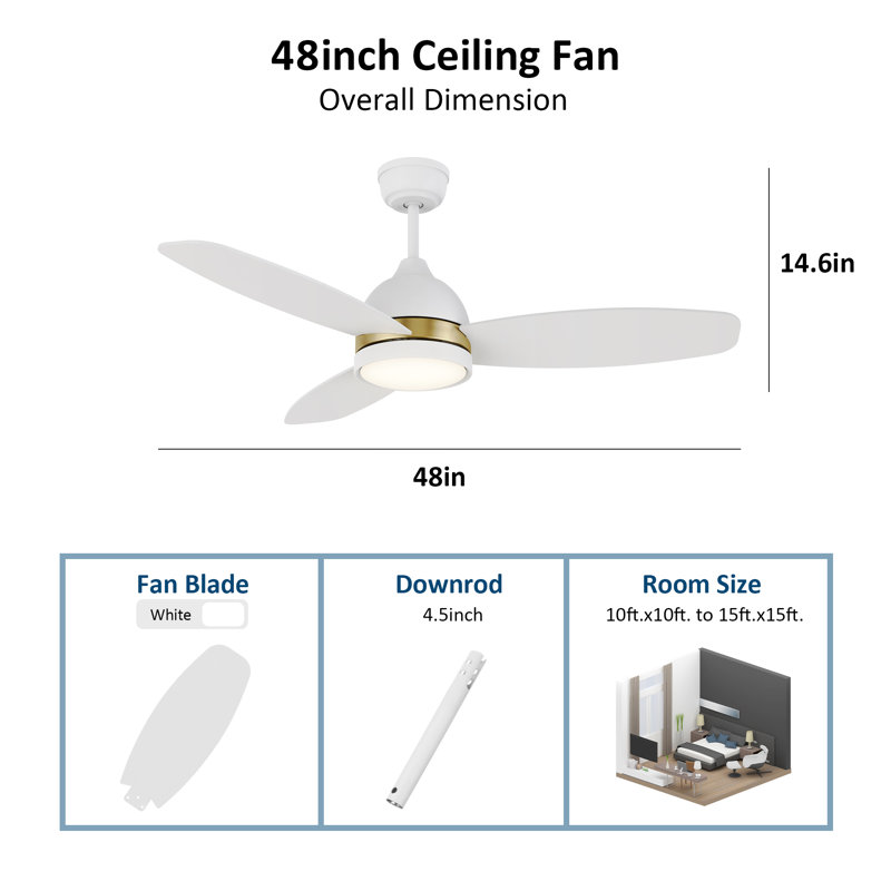 Eleanar 48'' Ceiling Fan with LED Lights