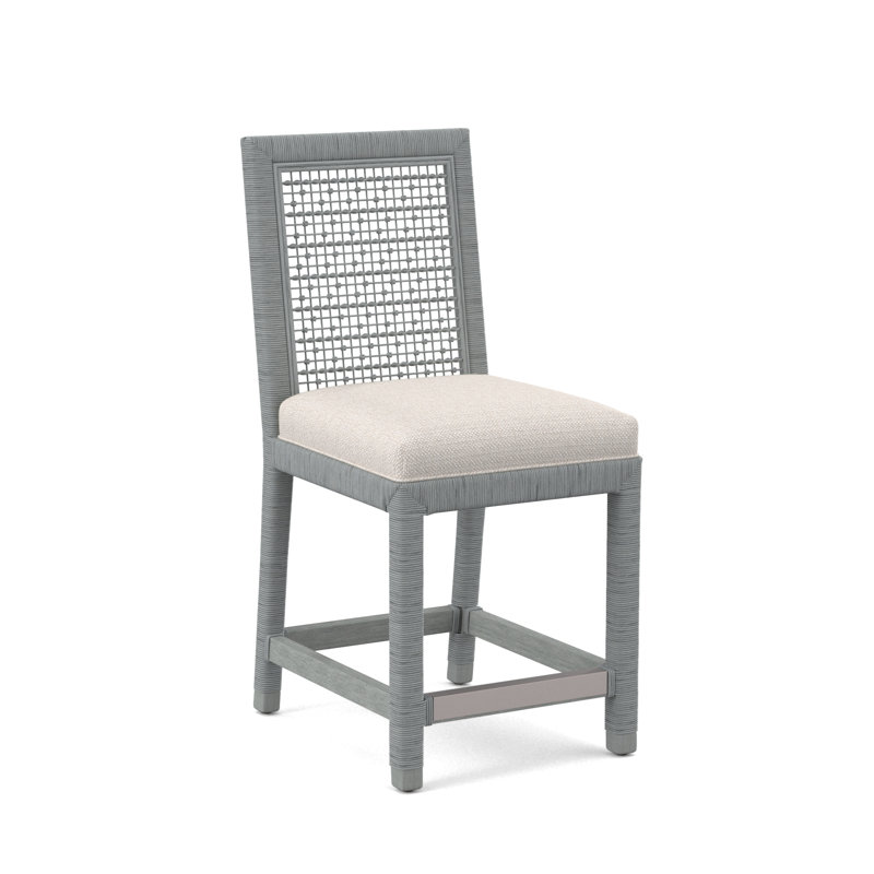 Pine Isle 24" Counter Stool, Sunbrella Beige Pinstripe; 6205-74, Nickel