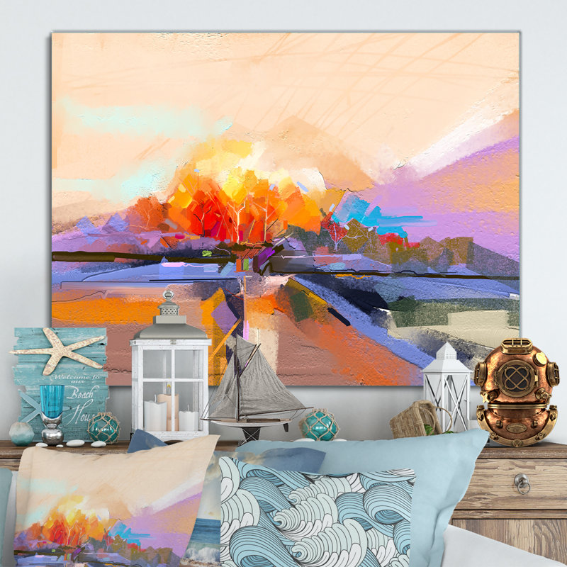 «Abstract Colorful Seascape Ii», reproduction sur toile flottante, H 16 po x l 32 po x P 1 po, Toile tendue