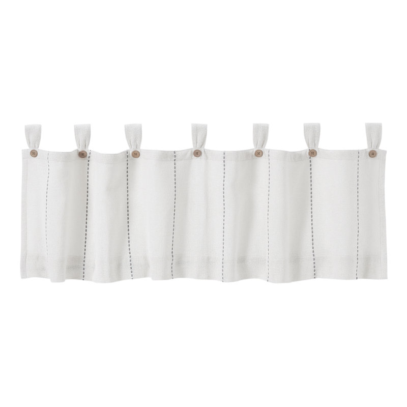 Cumberledge Stitched Burlap Tailored Window Valance, White/Gray, 60" W x 16" L