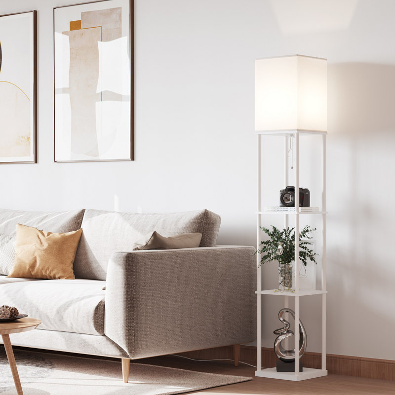 Lampe sur pied colonne 63 "Oriyan, Blanc
