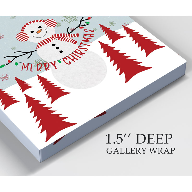 Merry Christmas Snowman - Wrapped Canvas Print, 10" H x 10" W x 1.5" D