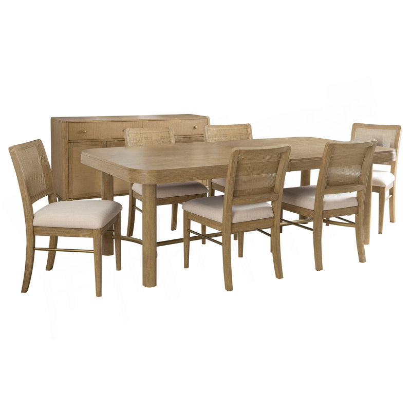 Sand Wash Extension Leaf Dining Table Set, 7 Pieces: Table, 6 Chairs