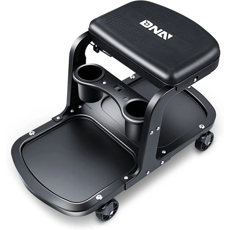 Garage/Shop Rolling Stool 5 Rollers Heavy Duty Creeper Seat with Towel Rack Tool Rack Storage