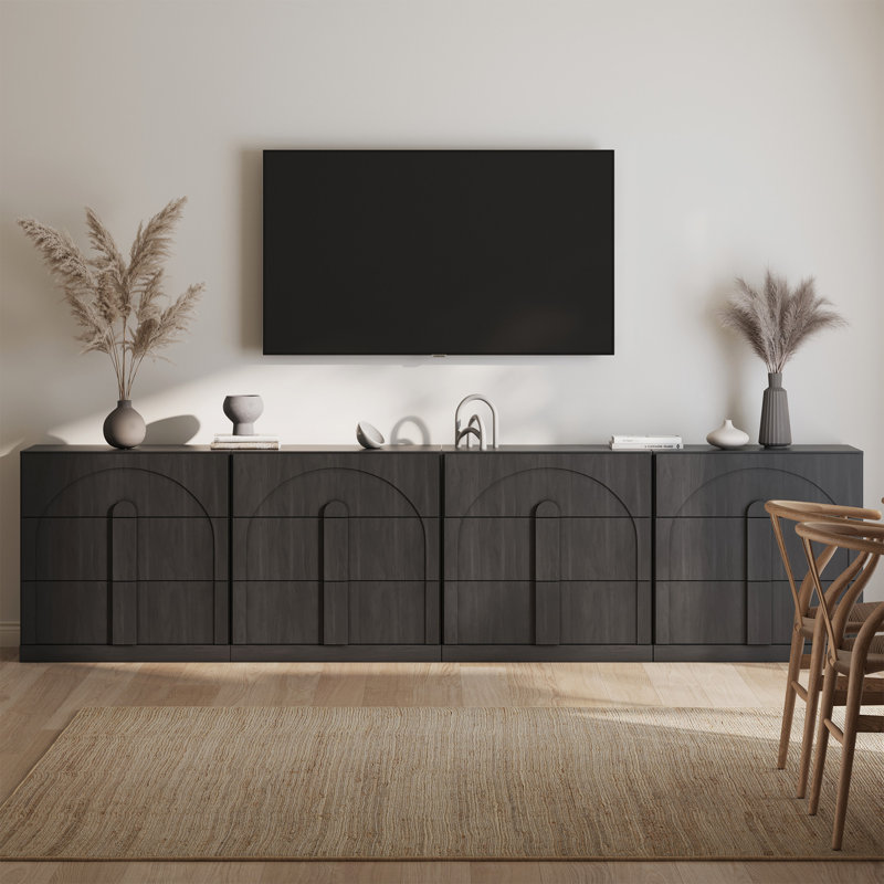 Ensemble de 4 buffets avec 3 tiroirs, ébène, Ébène