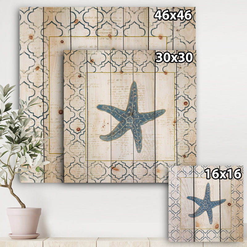 « étoile de mer » et « étoile de mer », impression sur bois, H 30 po x l 30 po x P 1,5 po