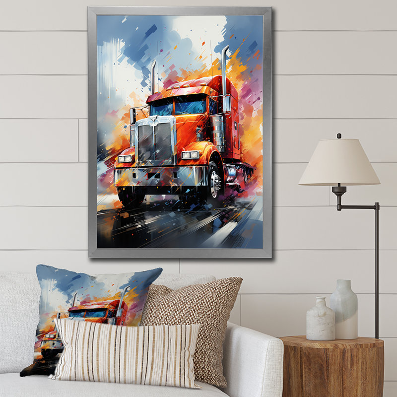 Semi-camion Speed Demon II - imprimé, H 32 po x l 16 po x P 1 po, Cadre photo argenté