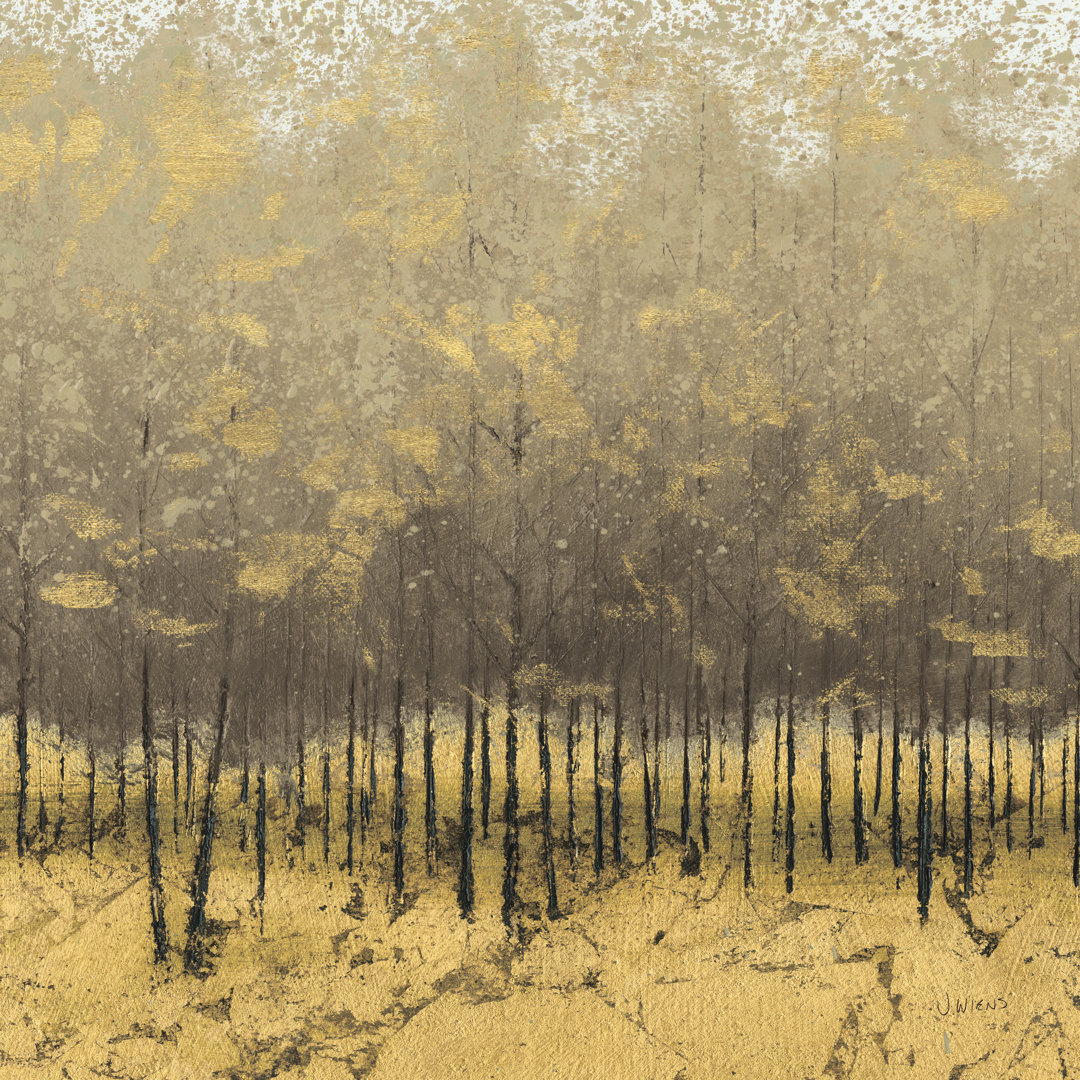 Golden Trees III Taupe Crop by James Wiens - Wrapped Canvas Painting