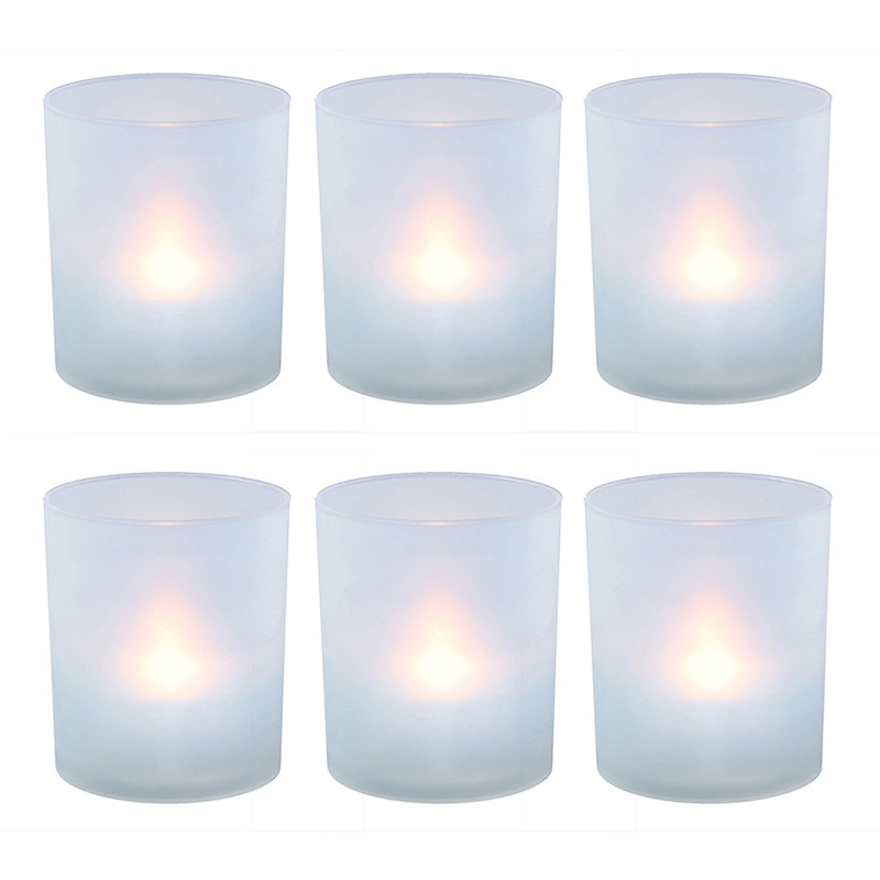 Votives givrées avec lumières DEL à piles, Blanc