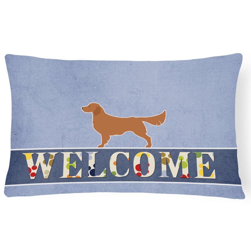  Golden Retriever Welcome Lumbar Pillow