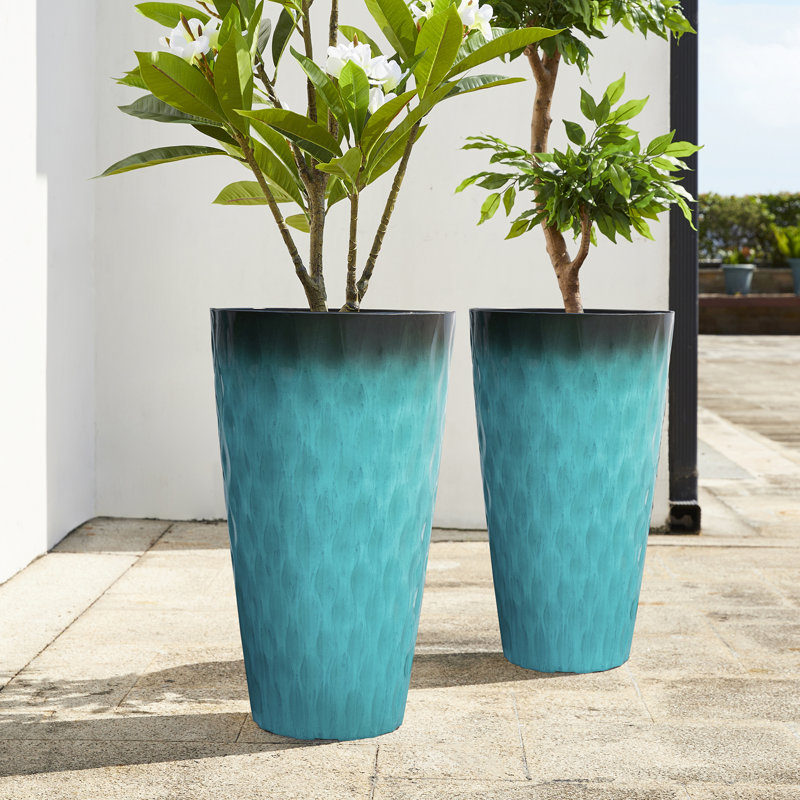 Ensemble de 2 pots à fleurs surdimensionnés 23,75 po, Turquoise 