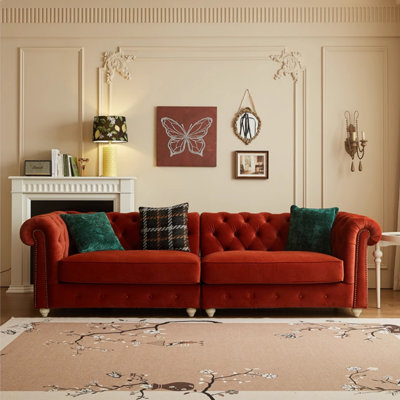 American Retro Light Luxury Red Sofa