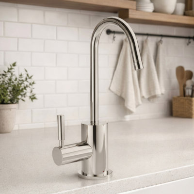 Whitehaus Point of Use Instant Hot Water Drinking Faucet With Gooseneck Swivel Spout