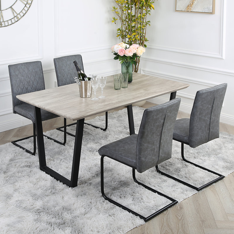 Asfand 4 - Person Dining Set, Light Grey, Grey