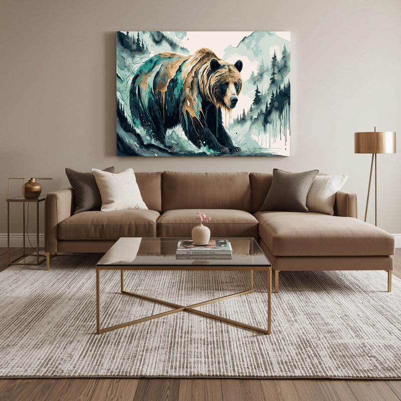 Art animalier sur toile vert, H 12 po x l 18 po