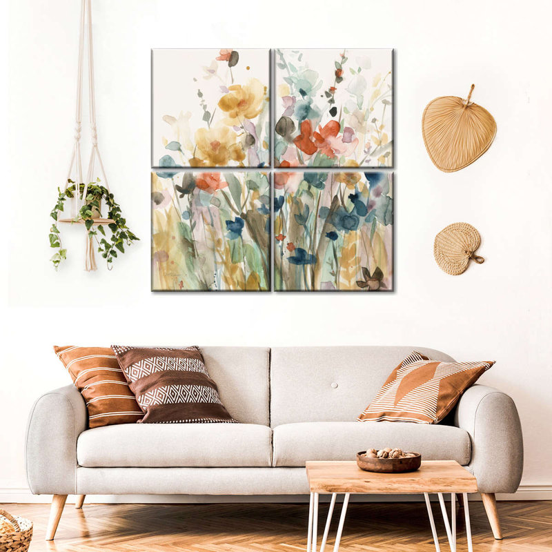 Ensemble de 4 pièces en pleine floraison sur toile, H 57 po x l 57 po x P 1,25 po